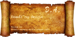 Demény Anita névjegykártya
