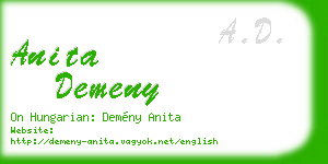 anita demeny business card